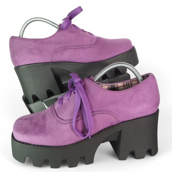 Unbranded Square Toe Chunky Heel Platform Oxfords Purple Women's 10 (CN43) - Picture 1 of 11